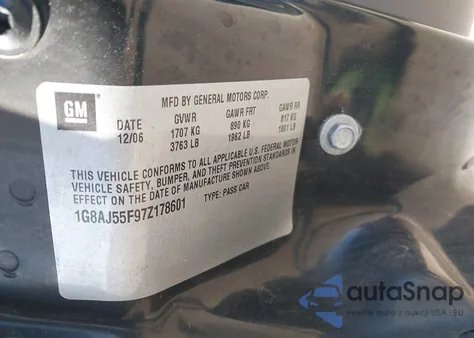 2007 Saturn Ion Level 2 из США, поврежденный, VIN 1G8AJ55F97Z178601